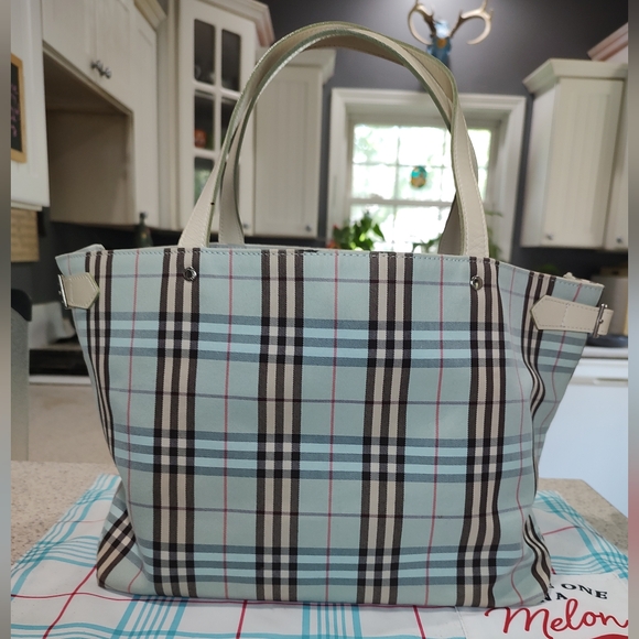 BURBERRY London blue label shoulder BAG HANDBAG NOVA CHECK EUC - Picture 8 of 16